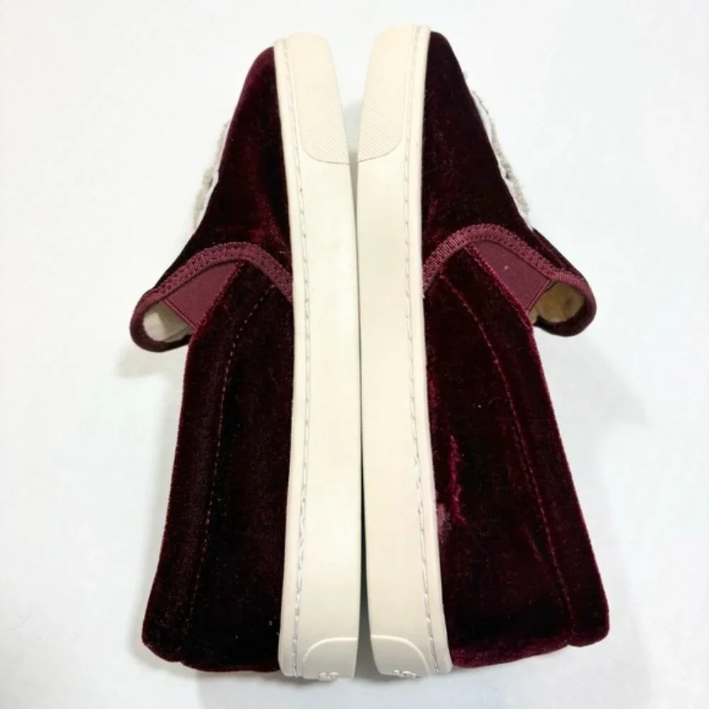 Soludos Velvet Llama Slip On Sneakers Size 7 Burgundy Wine Casual Boho - Picture 8 of 11